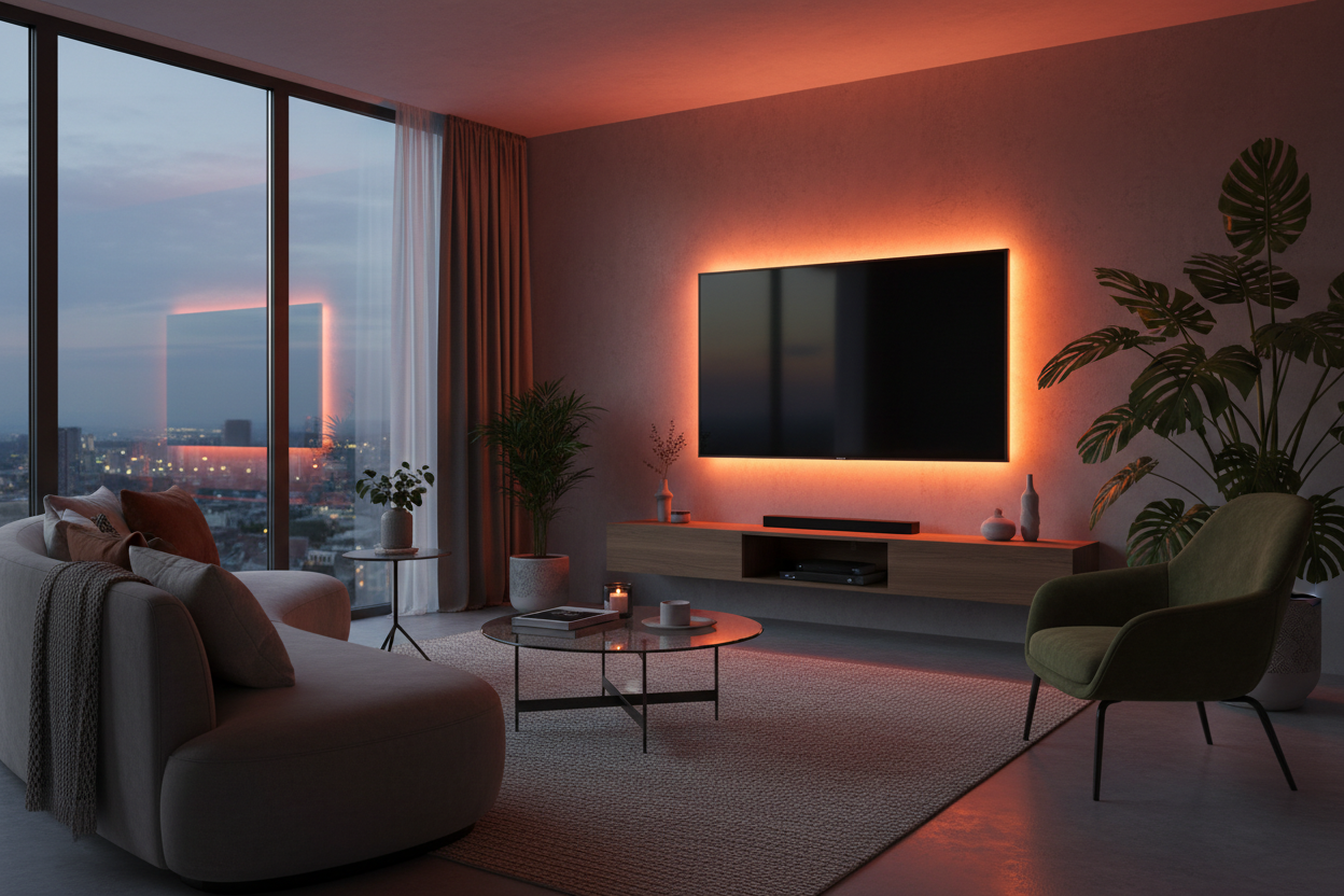 Living Room with RGB LED Lights